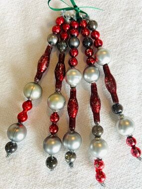 🍁🎃Vintage Repurposed Fall Halloween ornaments, mercury Glass garland bead icicle
